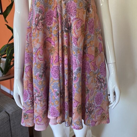 Lady Pink Floral Fringe Tent Summer Mini Dress Size Small - Picture 4 of 12
